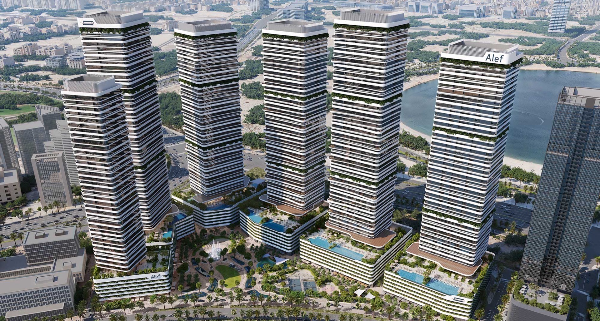 Aerial view of the towers