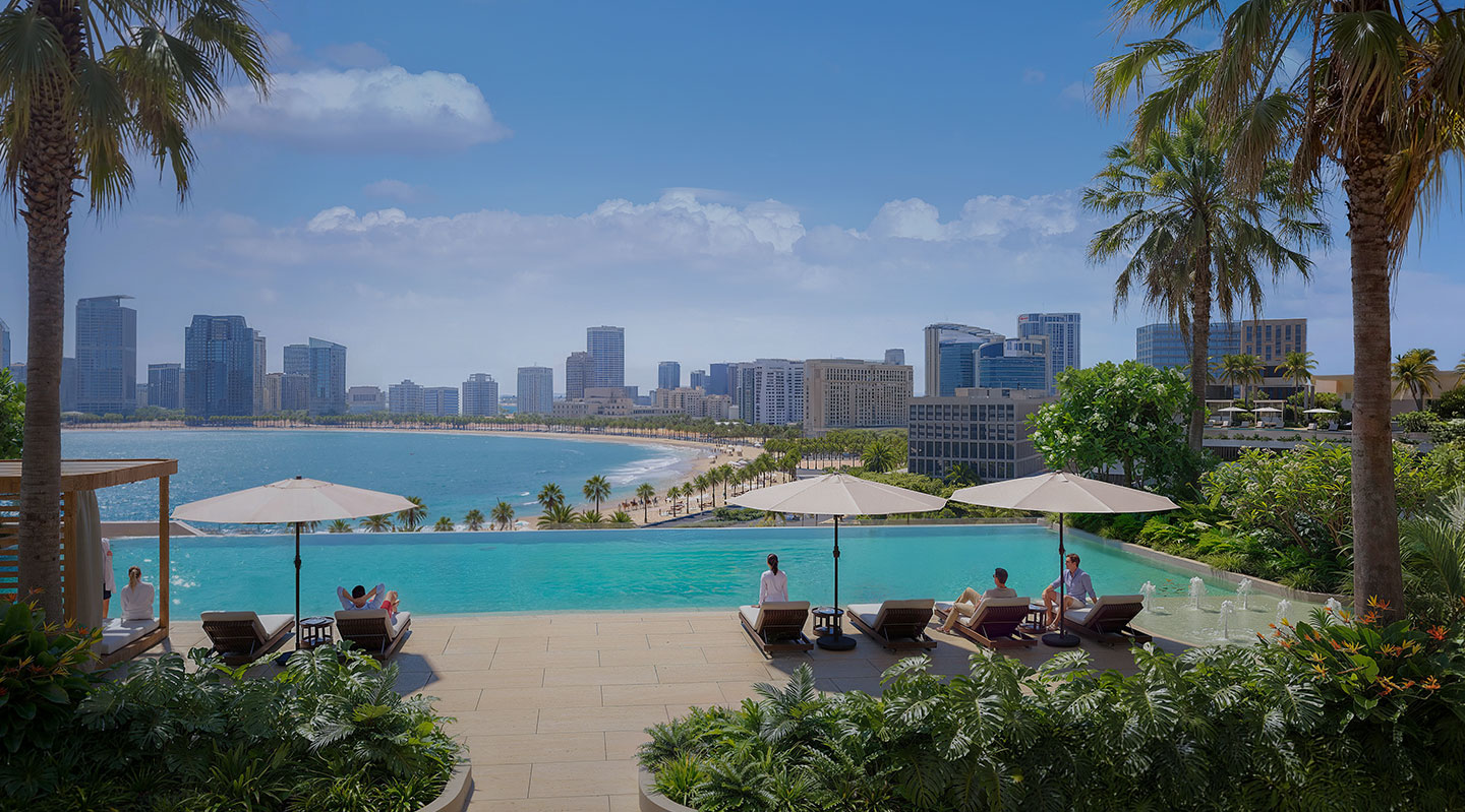 Pool deck overlooking the beach