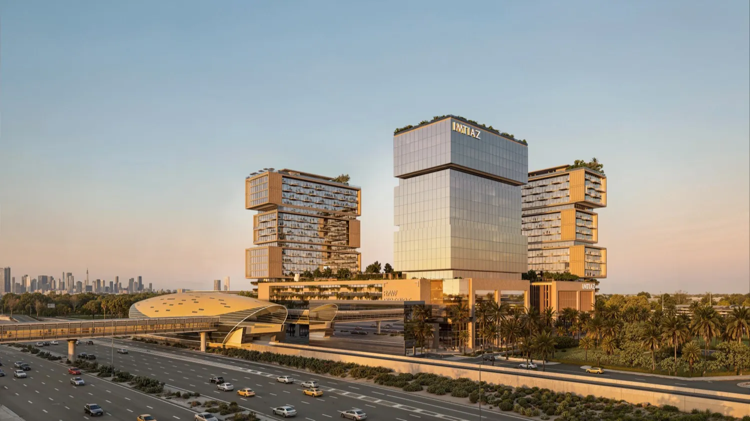 View from Sheikh Zayed Road with the metro station